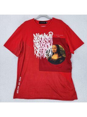 VIE RICHE Paris Shirt Mens 2XL Red Mona Lisa Graffiti Graphic Make Art Not War